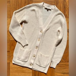 Loft Cream Classic Knit Cardigan Size XSP